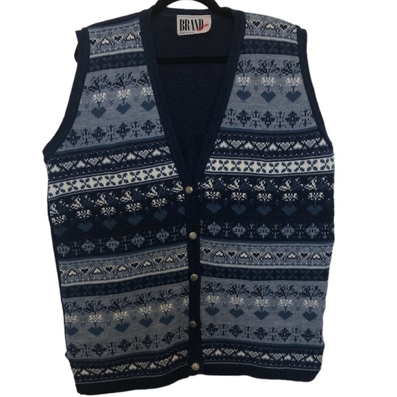 VINTAGE BRAND NEW Sweater Vest WOMEN'S 10 Blue Coastal Grandma Made in USA KNIT - Picture 10 of 10